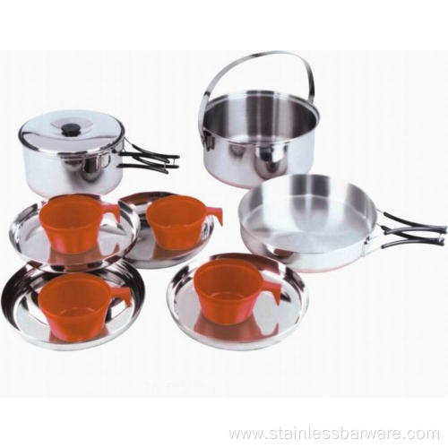 Stainless steel picnic plates camping cooking set